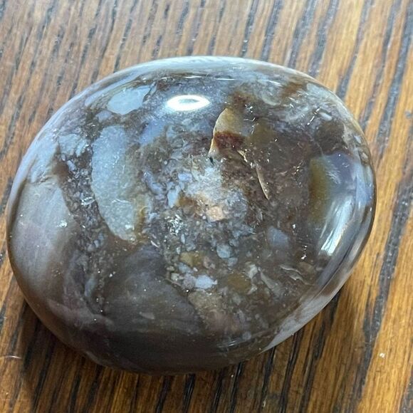 Ocean Jasper palm stone crystal natural agate agatized white brown green - Picture 2 of 8